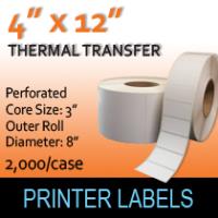 Thermal Transfer Labels 4" x 12" Perf
